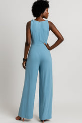 VELA – Twist Strap V - Neck Jumpsuit - Blue - VECTOR SPORTSWEAR